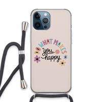 CaseCompany Happy days: iPhone 13 Pro Max Transparant Hoesje met koord