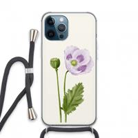 CaseCompany Purple poppy: iPhone 13 Pro Max Transparant Hoesje met koord