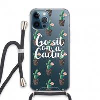 CaseCompany Cactus quote: iPhone 13 Pro Max Transparant Hoesje met koord