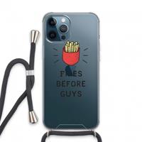 CaseCompany Fries before guys: iPhone 13 Pro Max Transparant Hoesje met koord