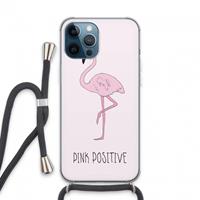CaseCompany Pink positive: iPhone 13 Pro Max Transparant Hoesje met koord