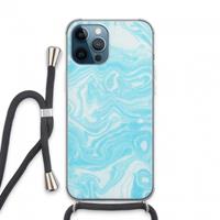 CaseCompany Waterverf blauw: iPhone 13 Pro Max Transparant Hoesje met koord