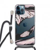 CaseCompany Roze stroom: iPhone 13 Pro Max Transparant Hoesje met koord