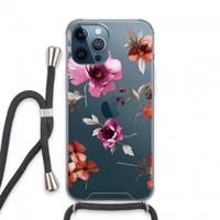 CaseCompany Geschilderde bloemen: iPhone 13 Pro Max Transparant Hoesje met koord