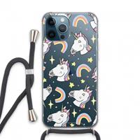 CaseCompany Rainbow Unicorn: iPhone 13 Pro Max Transparant Hoesje met koord