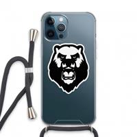 CaseCompany Angry Bear (white): iPhone 13 Pro Max Transparant Hoesje met koord