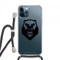 CaseCompany Angry Bear (black): iPhone 13 Pro Max Transparant Hoesje met koord