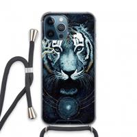 CaseCompany Darkness Tiger: iPhone 13 Pro Max Transparant Hoesje met koord