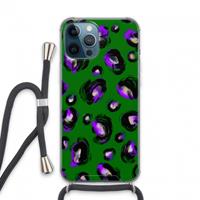 CaseCompany Green Cheetah: iPhone 13 Pro Max Transparant Hoesje met koord