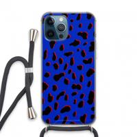 CaseCompany Blue Leopard: iPhone 13 Pro Max Transparant Hoesje met koord