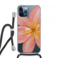 CaseCompany Pink Ellila Flower: iPhone 13 Pro Max Transparant Hoesje met koord
