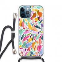 CaseCompany Watercolor Brushstrokes: iPhone 13 Pro Max Transparant Hoesje met koord