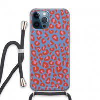 CaseCompany Leopard blue: iPhone 13 Pro Max Transparant Hoesje met koord