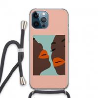 CaseCompany Orange lips: iPhone 13 Pro Max Transparant Hoesje met koord