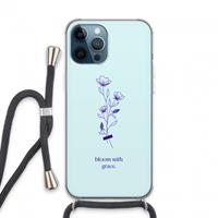 CaseCompany Bloom with grace: iPhone 13 Pro Max Transparant Hoesje met koord