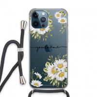 CaseCompany Daisies: iPhone 13 Pro Max Transparant Hoesje met koord