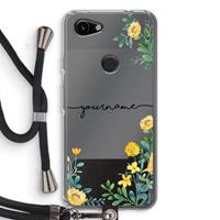 CaseCompany Gele bloemen: Pixel 3a Transparant Hoesje met koord