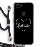 CaseCompany Friends heart black: Pixel 3a Transparant Hoesje met koord