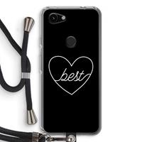 CaseCompany Best heart black: Pixel 3a Transparant Hoesje met koord