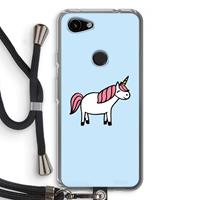 CaseCompany Eenhoorn: Pixel 3a Transparant Hoesje met koord