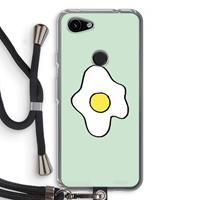 CaseCompany Spiegelei: Pixel 3a Transparant Hoesje met koord