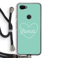 CaseCompany Friends heart pastel: Pixel 3a Transparant Hoesje met koord