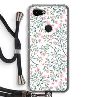 CaseCompany Sierlijke bloemen: Pixel 3a Transparant Hoesje met koord