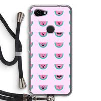 CaseCompany Smiley watermeloenprint: Pixel 3a Transparant Hoesje met koord