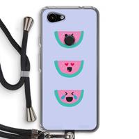 CaseCompany Smiley watermeloen: Pixel 3a Transparant Hoesje met koord