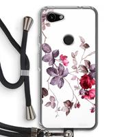 CaseCompany Mooie bloemen: Pixel 3a Transparant Hoesje met koord