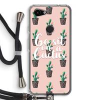 CaseCompany Cactus quote: Pixel 3a Transparant Hoesje met koord