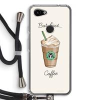 CaseCompany But first coffee: Pixel 3a Transparant Hoesje met koord