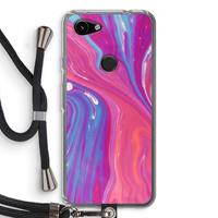 CaseCompany Paarse stroom: Pixel 3a Transparant Hoesje met koord