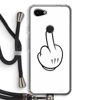 CaseCompany Middle finger white: Pixel 3a Transparant Hoesje met koord