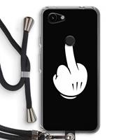 CaseCompany Middle finger black: Pixel 3a Transparant Hoesje met koord