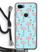 CaseCompany Anything Flamingoes: Pixel 3a Transparant Hoesje met koord