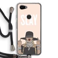 CaseCompany Slay All Day: Pixel 3a Transparant Hoesje met koord