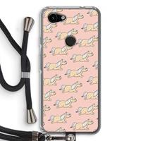 CaseCompany Ponys: Pixel 3a Transparant Hoesje met koord