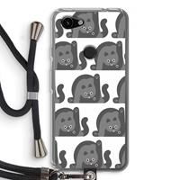 CaseCompany Cats: Pixel 3a Transparant Hoesje met koord