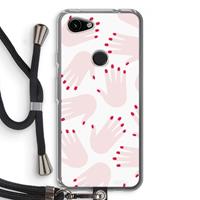 CaseCompany Hands pink: Pixel 3a Transparant Hoesje met koord