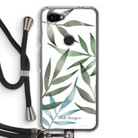 CaseCompany Tropical watercolor leaves: Pixel 3a Transparant Hoesje met koord