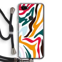 CaseCompany Colored Zebra: Pixel 3a Transparant Hoesje met koord