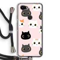 CaseCompany Katten: Pixel 3a Transparant Hoesje met koord