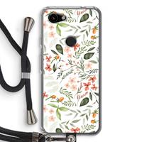 CaseCompany Sweet little flowers: Pixel 3a Transparant Hoesje met koord