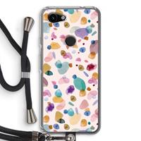 CaseCompany Terrazzo Memphis Pink: Pixel 3a Transparant Hoesje met koord