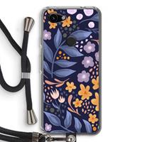 CaseCompany Flowers with blue leaves: Pixel 3a Transparant Hoesje met koord