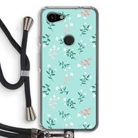 CaseCompany Small white flowers: Pixel 3a Transparant Hoesje met koord