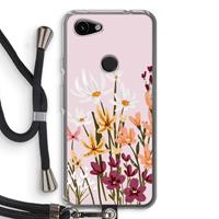 CaseCompany Painted wildflowers: Pixel 3a Transparant Hoesje met koord