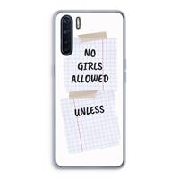 CaseCompany No Girls Allowed Unless: Oppo A91 Transparant Hoesje