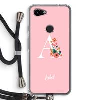 CaseCompany Pink Bouquet: Pixel 3a Transparant Hoesje met koord